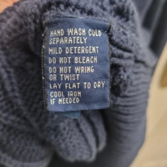 Ralph Lauren Polo Golf Navy Blue Cable Knit Sweater XL Cotton Silk Cashmere - Picture 5 of 7